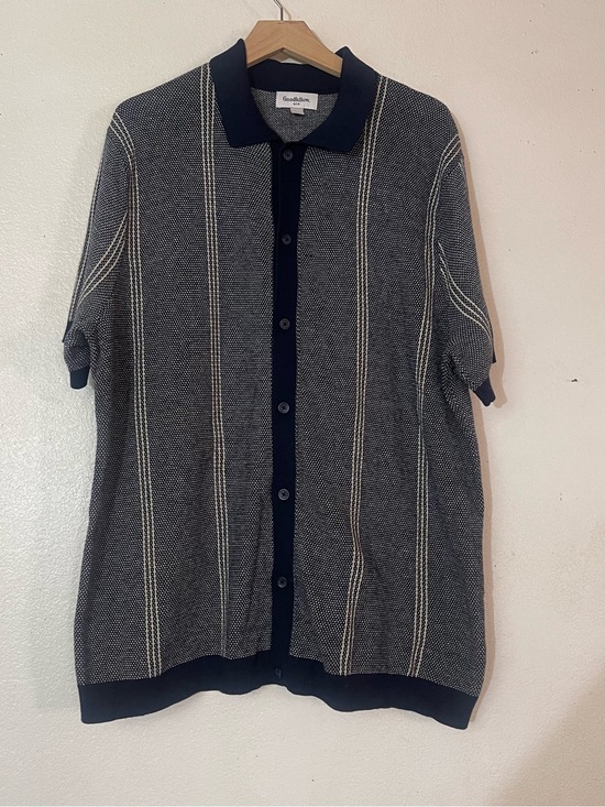 Goodfellow & Co Other - Goodfellow & Co Navy and White Short-Sleeve Button-Front Knit Polo